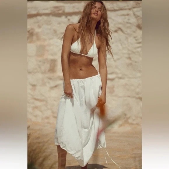 ZARA NYLON BALLOON MIDI SKIRT M - Picture 2 of 8